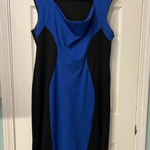 Blue and Black Sleeveless Dress